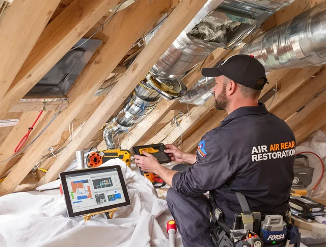 Littleton Air Duct Cleaning technician performing precise duct repair work in Littleton