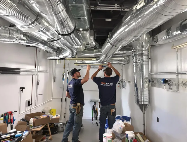 Littleton Air Duct Cleaning technician applying professional duct sealing solutions in Littleton